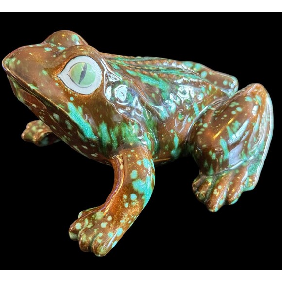 Vintage Large Green Ceramic Frog 🐸 Toad Figurine Hand Crafted Signed Dated 1971 - Picture 12 of 16